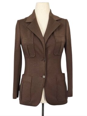 1970s Vintage Jacket 70s Blazer ILGWU Pocket Brown Small Fitted Tailored Act III